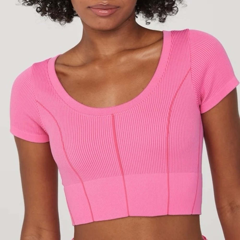 AERIE SEAMLESS CORSET TOP PINK!